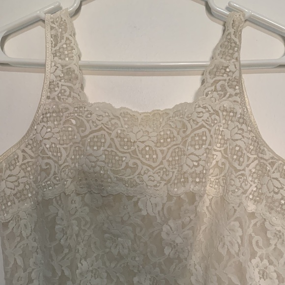 Vintage Y2K Off-White Lace Cami Top Bridal Festival Coquette Lingerie - Picture 3 of 7